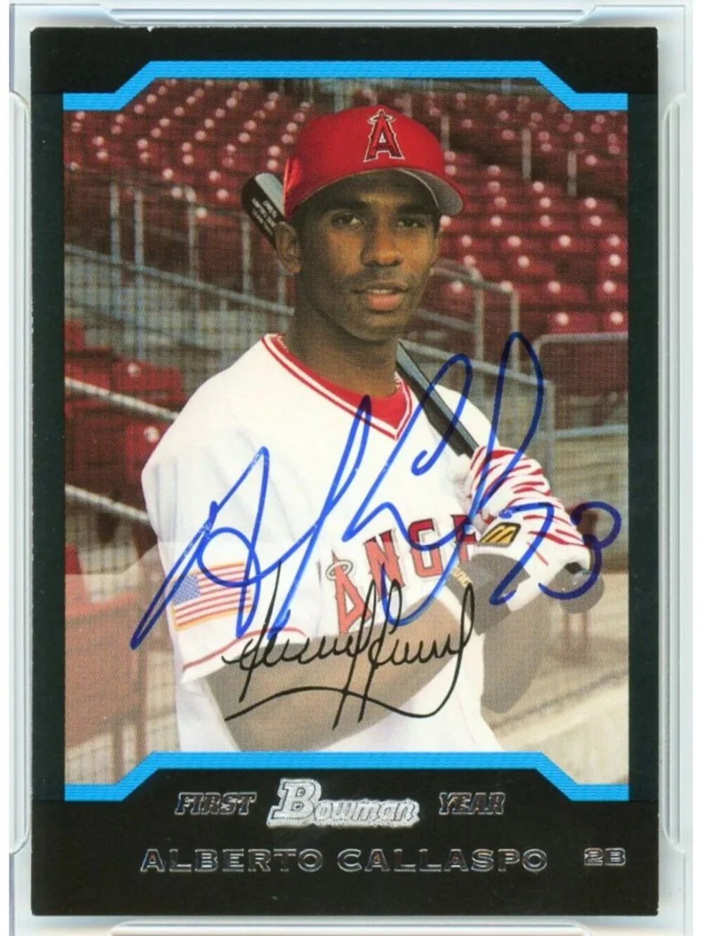 Alberto Callaspo Signed 2004 Bowman #176 Los Angeles Angels BAS Slabbed Auto